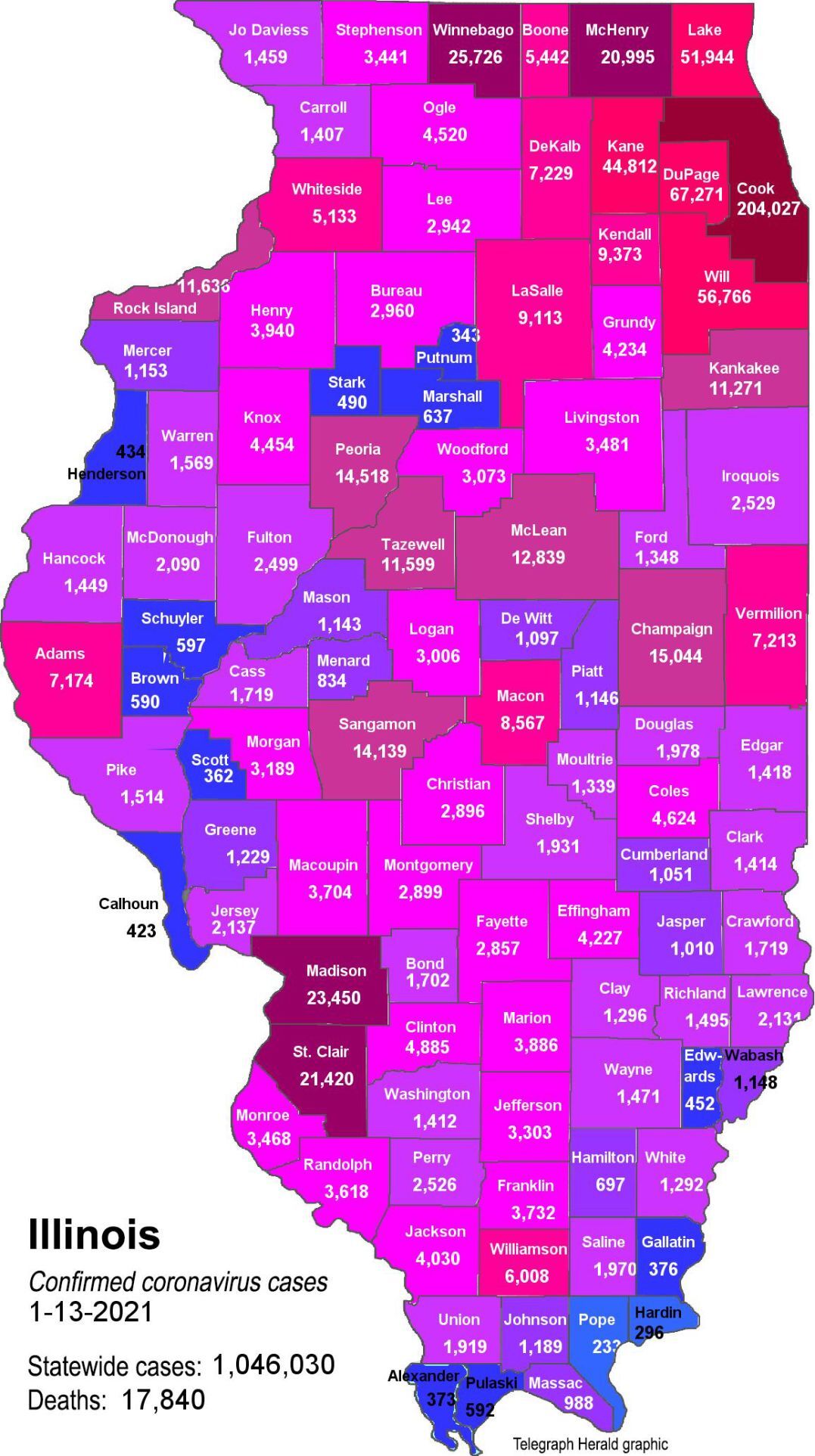 Where is COVID-19 in Illinois 01-13-2021